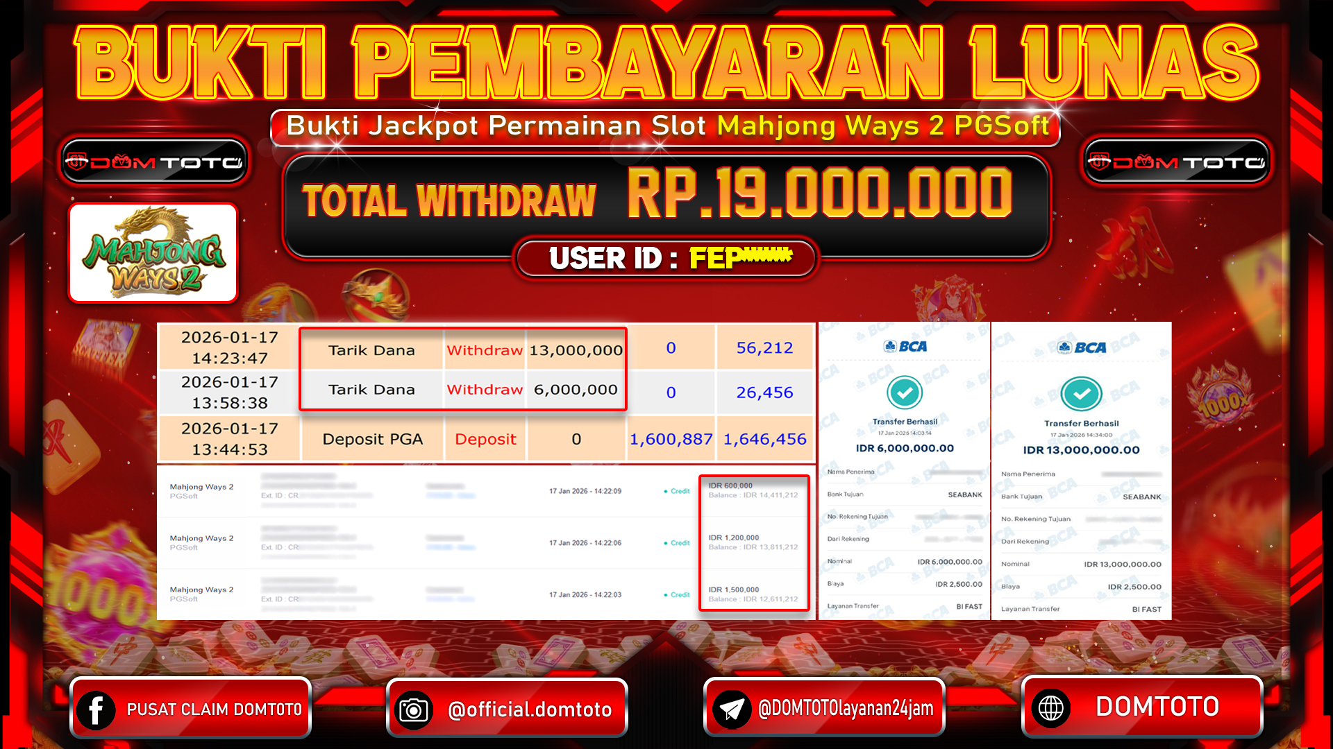 JACKPOT SLOT Mahjong Ways 2 PGSoft 17 JANUARI 2026